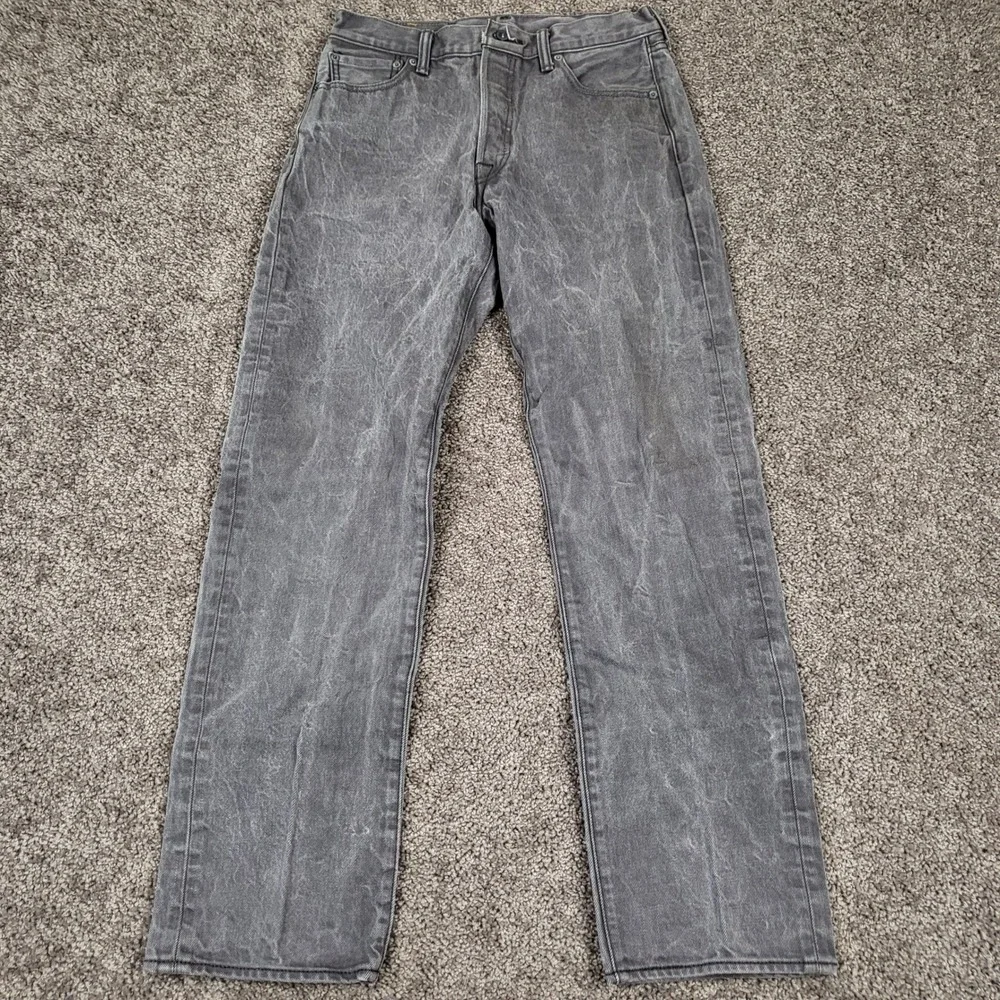 Levi 501 Jeans Mens 31x34 Fits 30x31 Grey Acid Wash Straight Leg Denim Read*